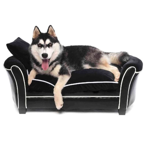 Large Velvet Black & White Premium Pet Sofa Bed - Chic Comfort Elegance - Shopica Pty Ltd