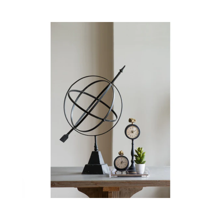Elegant Moments: Lavonia Round Fancy Black Table Clockk