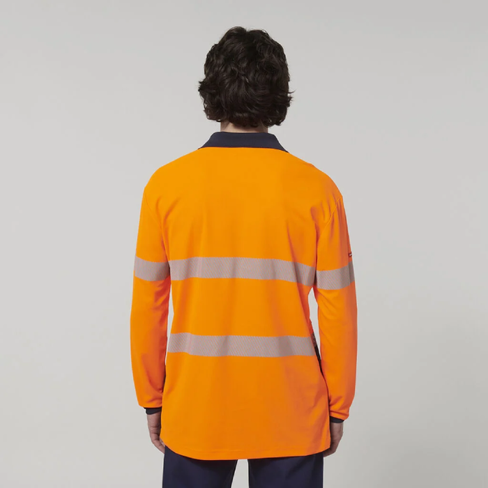 Hard Yakka Men's Long Sleeve Hi Vis 3M Reflective Taped Polo