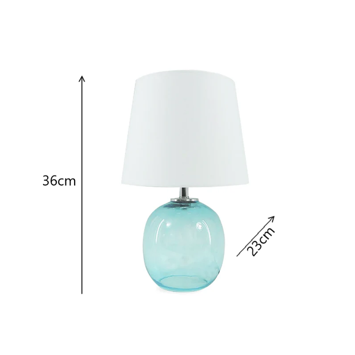 Blue Coastal Glass Table Lamp With  White Shade - Shopica Pty Ltd