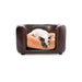 Chic calming pet bed in leather-like finish for modern homes