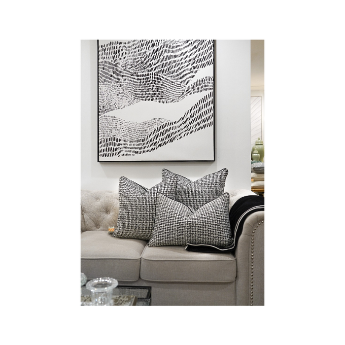 Black And White Woven Rectangle Cushion