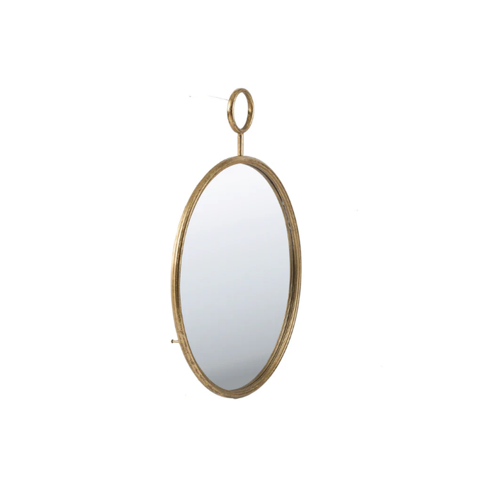 Gold Round Timepiece Iron Framed Accent Mirror