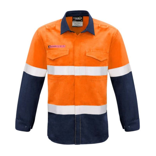 Syzmik Mens Red Flame Hi Vis Flame Retardant Hoop Reflective Taped Shirt - Shopica Pty Ltd