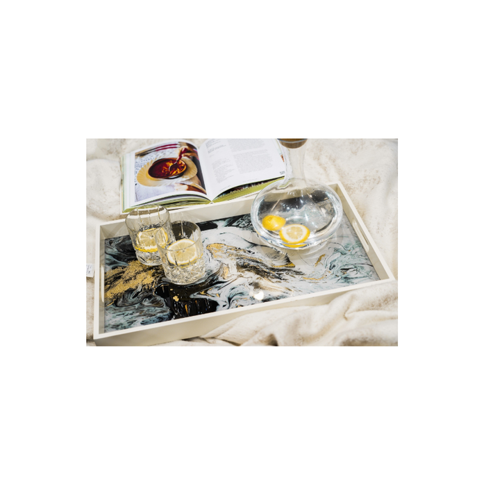 Bold Contrast Tray showcasing an elegant display of personal items