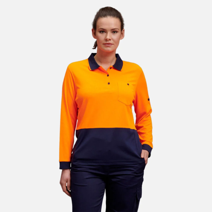 King Gee HyperFreeze Women's Spliced Polo Long Sleeve