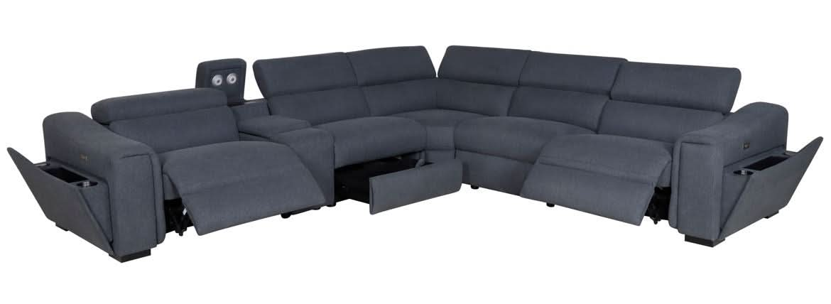 Blake Electric Reclining Corner Lounge Deep Grey with USB Ports - Shopica Pty Ltd