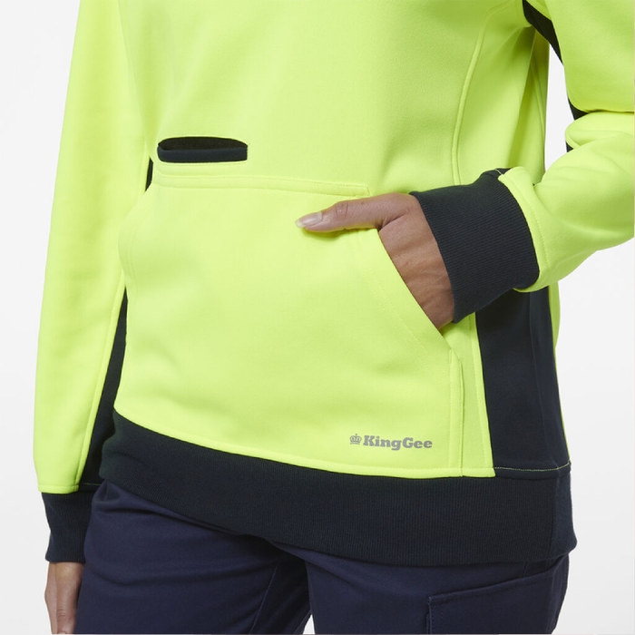 King Gee Women's Hi Vis Spliced 1/4 Zip Fleece Jumper