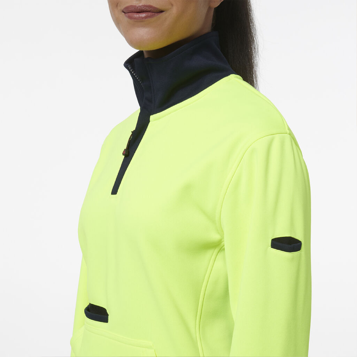 King Gee Women's Hi Vis Spliced 1/4 Zip Fleece Jumper