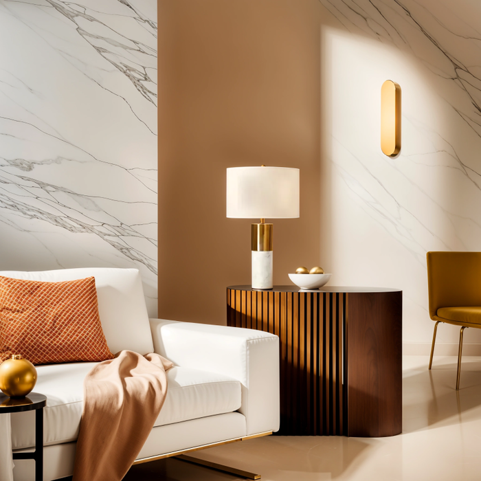 Gold and Marble Round Base Table Lamp With a round shade White Or Black - Shopica Pty Ltd