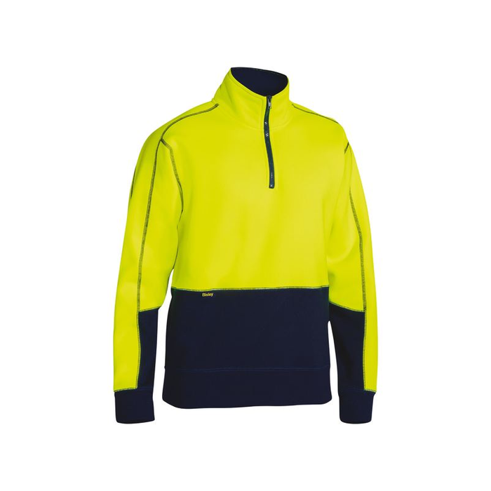 Bisley Hi Vis Fleece Pullover Half Zip Tradie Jumper