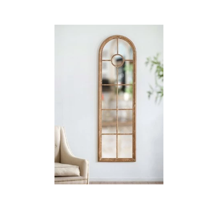 Arch Wood Trim & Panelled Elongated Mirror – A Window to Sophistication