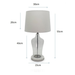Dimensions of the Coastal Glass Table Lamp, showing its harmonious stature of H 55cm x W 30cm