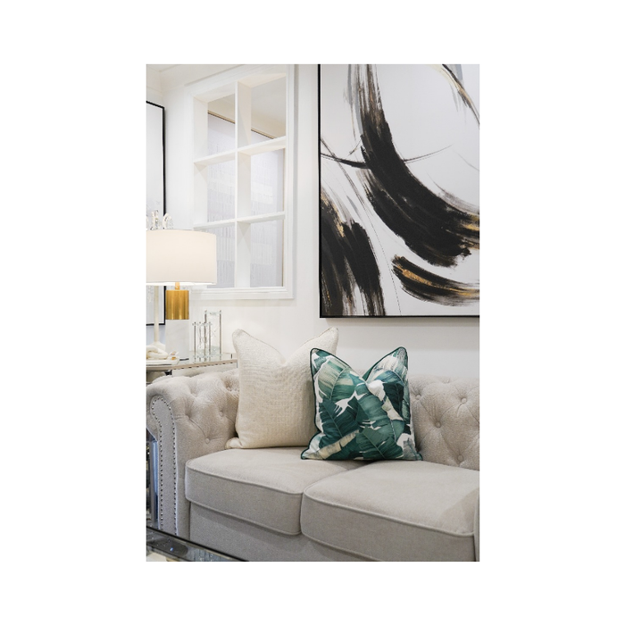 Banana Leaf Teal And White Cushion - Shopica Pty Ltd