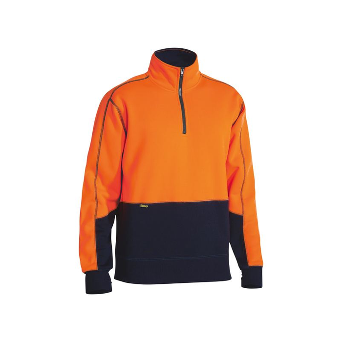 Bisley Hi Vis Fleece Pullover Half Zip Tradie Jumper