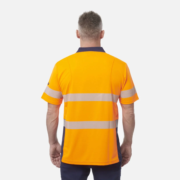 King Gee Men's High Visibility Short Sleeve Polo - Taped Work Cool - Yellow - Orange