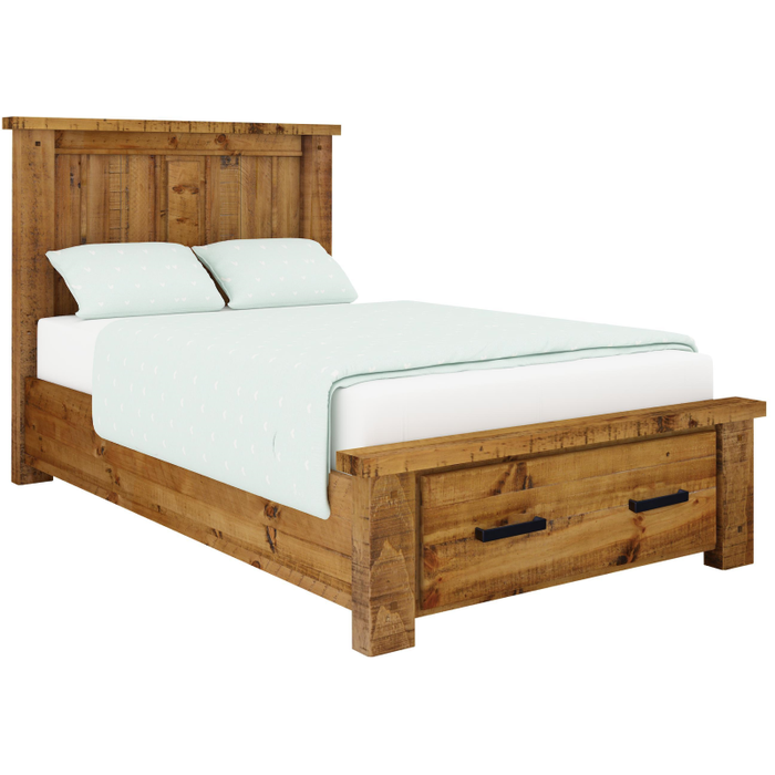 Outback Queen Bed Kit in Rustic Oak with Tallboy & Bedside Bedroom Suite - Shopica Pty Ltd