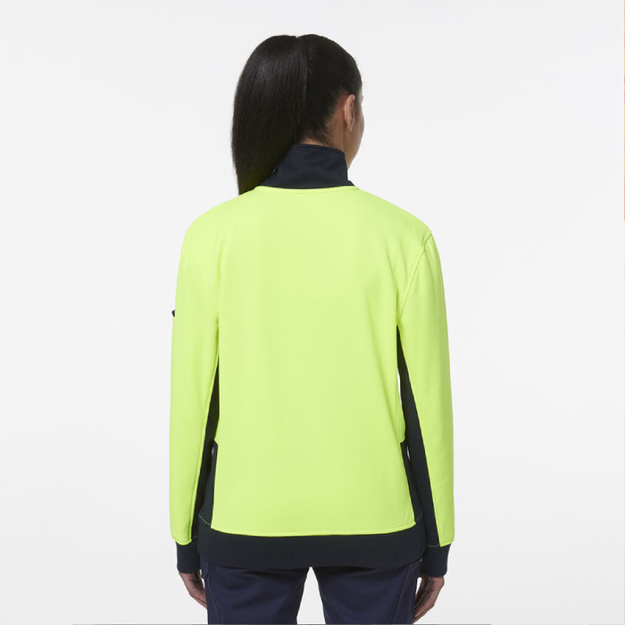 King Gee Women's Hi Vis Spliced 1/4 Zip Fleece Jumper