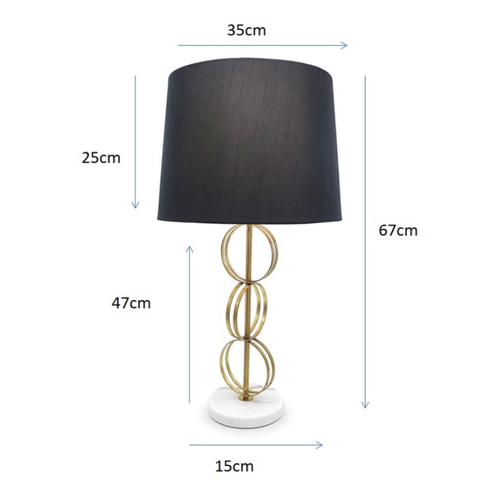 Gold Circles Table Lamp Black Shade Light Stand - Shopica Pty Ltd