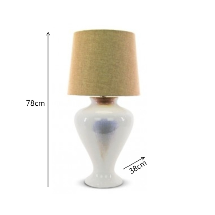 Embrace Elegance with the Ceramic Lamp White Pearl and Cream Shade Table Lamp - Shopica Pty Ltd