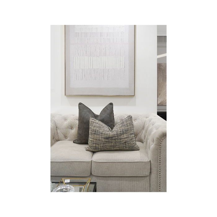 Sophisticated Serenity: Grey Cotton Classic Pattern Feather Cushion