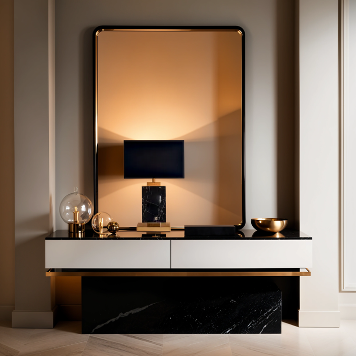 Manhathon Black Marble With Gold Frame Table Lamp - Shopica Pty Ltd