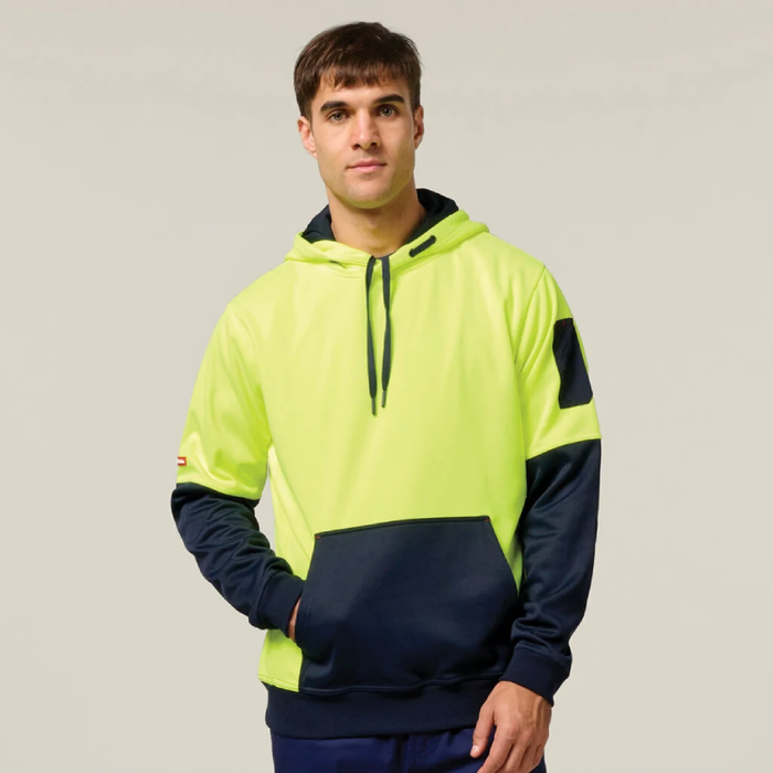 Hard Yakka Hi Vis Fleece Pullover Draw String Tradie Jumper