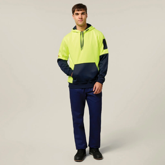 Hard Yakka Hi Vis Fleece Pullover Draw String Tradie Jumper