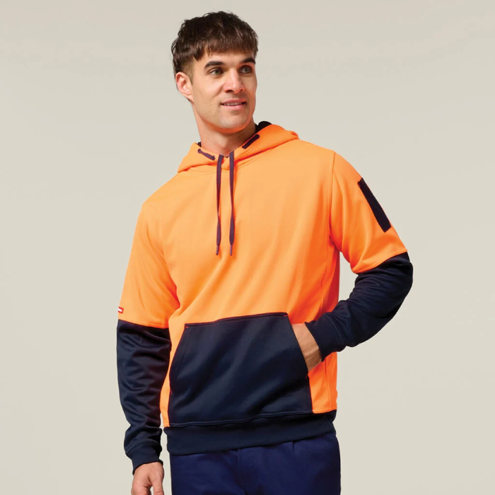 Hard Yakka Hi Vis Fleece Pullover Draw String Tradie Jumper