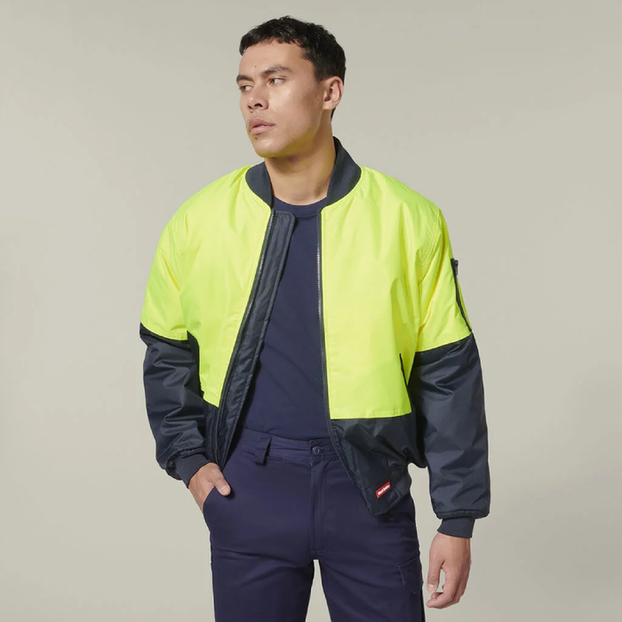 Hard Yakka Hi-Visibility 2 Tone Bomber Jacket Tradie Hi Vis