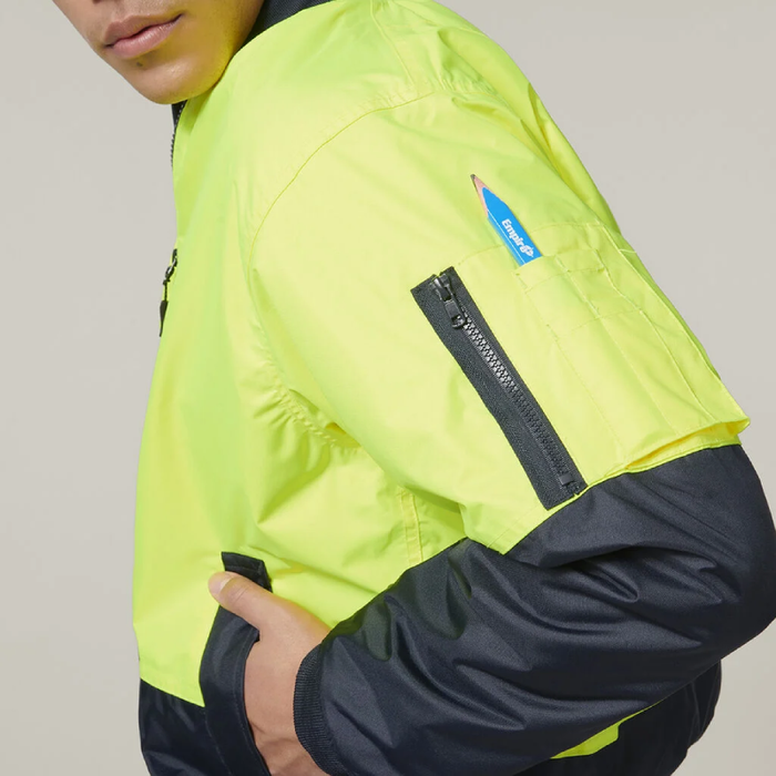 Hard Yakka Hi-Visibility 2 Tone Bomber Jacket Tradie Hi Vis