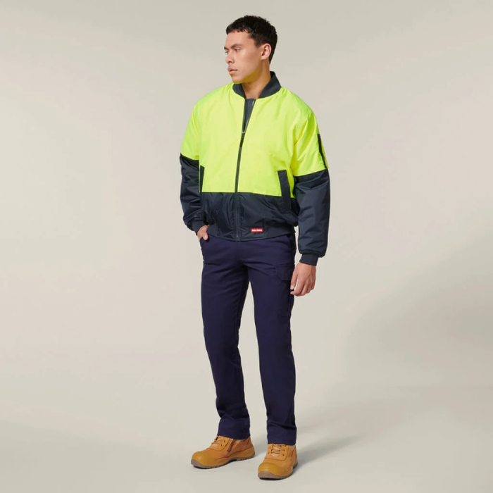 Hard Yakka Hi-Visibility 2 Tone Bomber Jacket Tradie Hi Vis