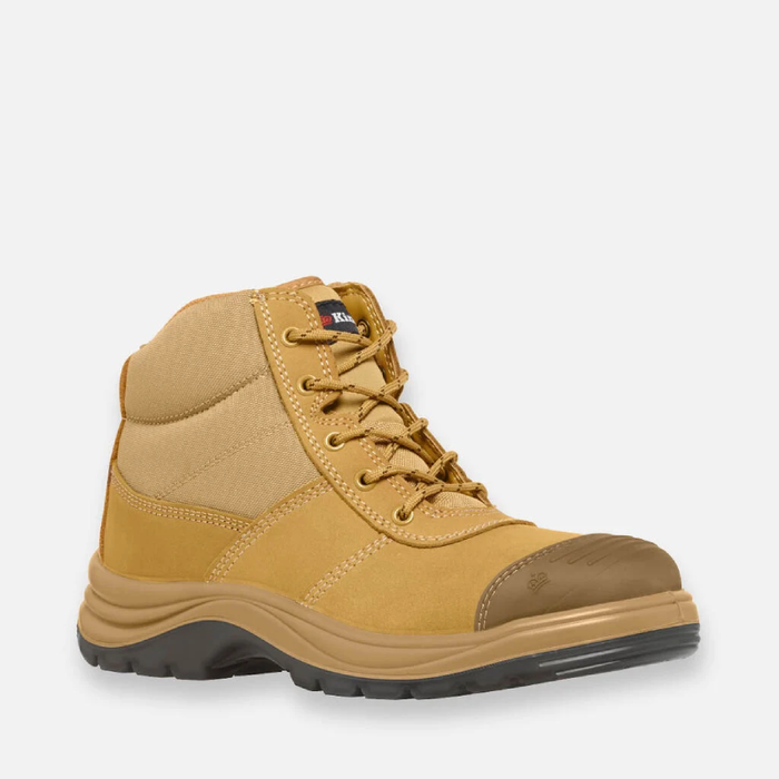 King Gee Saftey Toe Steel Cap Zip Tradie Work Boots - Wheat