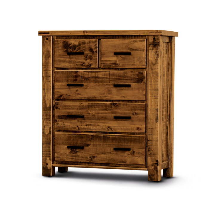 Outback Queen Bed Kit in Rustic Oak with Tallboy & Bedside Bedroom Suite - Shopica Pty Ltd