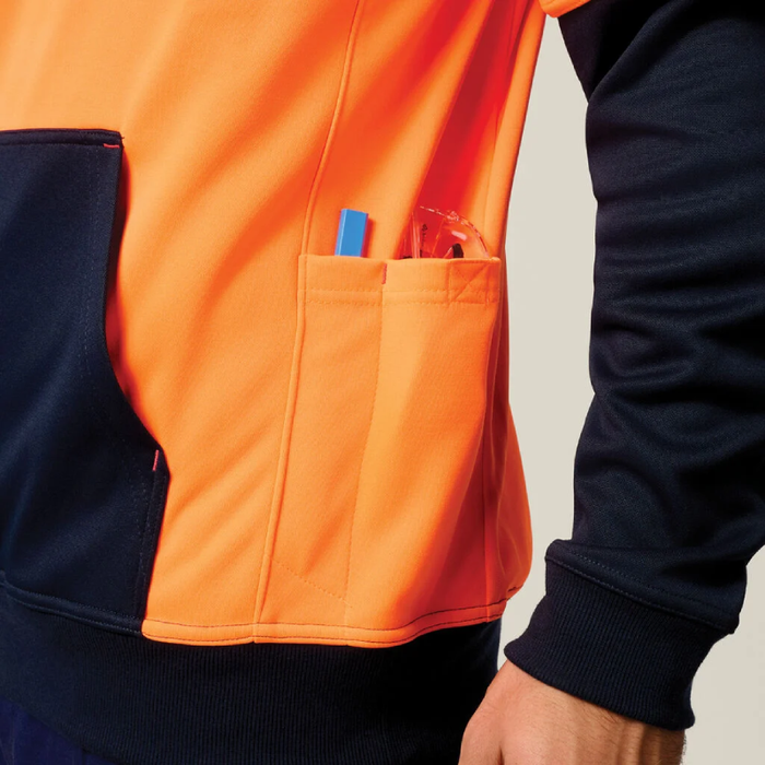 Hard Yakka Hi Vis Fleece Pullover Draw String Tradie Jumper