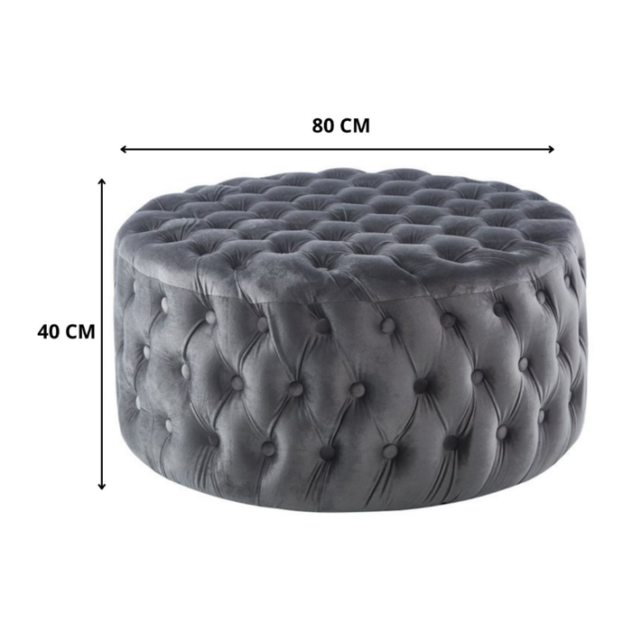 Elegant and functional grey velvet ottoman with storage space