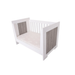 Detailed craftsmanship of the Lucca Cot, highlighting the elegant gray two-tone ends and sleek lines