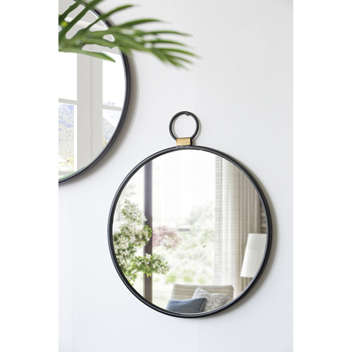 Round Stopwatch Framed Wall Mirror