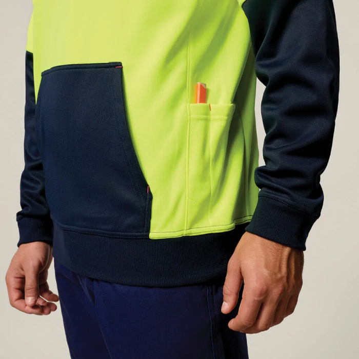 Hard Yakka Hi Vis Fleece Pullover Draw String Tradie Jumper