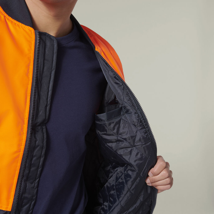 Hard Yakka Hi-Visibility 2 Tone Bomber Jacket Tradie Hi Vis