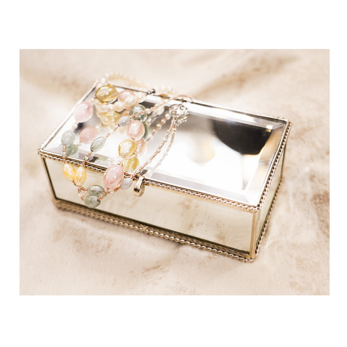 Silver String Rope Style Mirror Jewellery Box