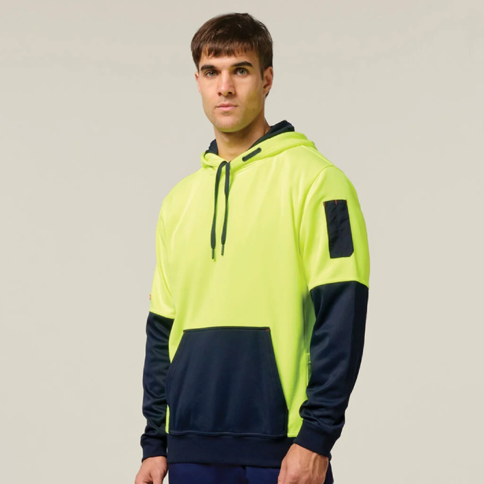 Hard Yakka Hi Vis Fleece Pullover Draw String Tradie Jumper