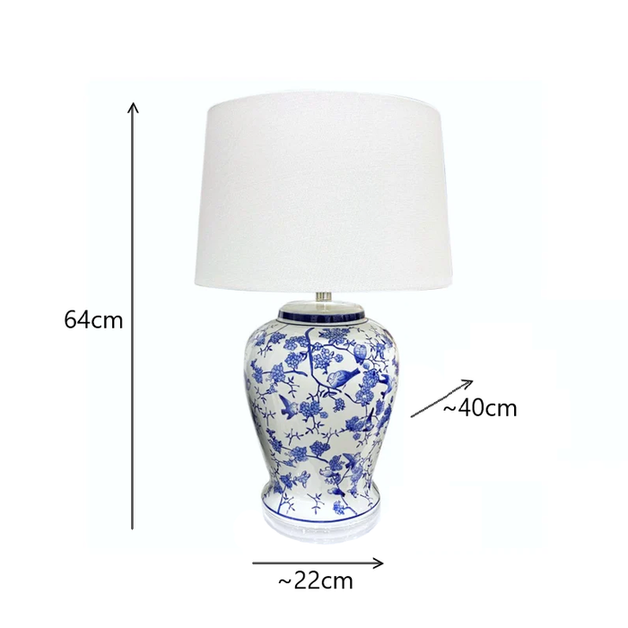 Brooklynn Porcelain Table Lamp Acrylic Bottom And White Shade - Shopica Pty Ltd