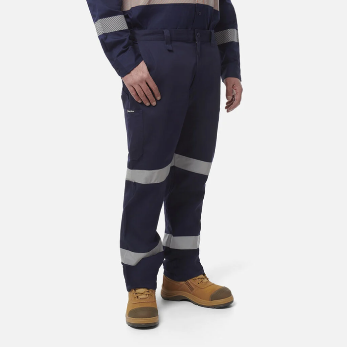 King Gee Stretch Bio Motion Cargo Hi-Vis Reflective Pants - Navy