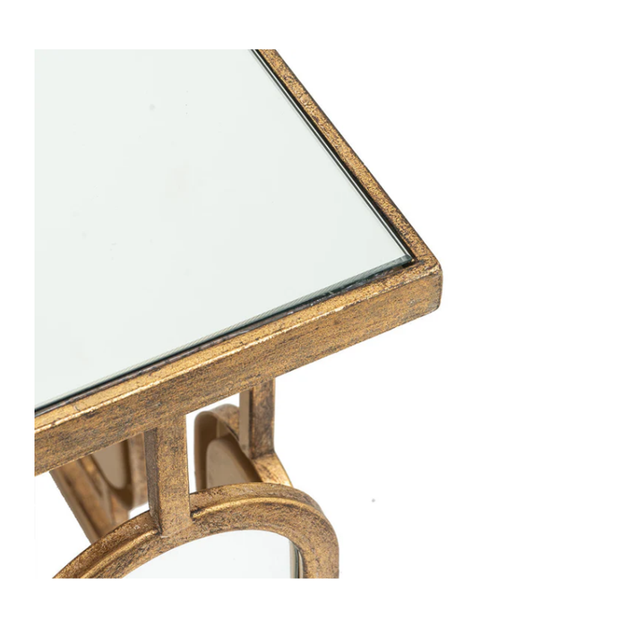 The Epitome of Modern Chic - Gold Coffee Table with Mirror Detailing