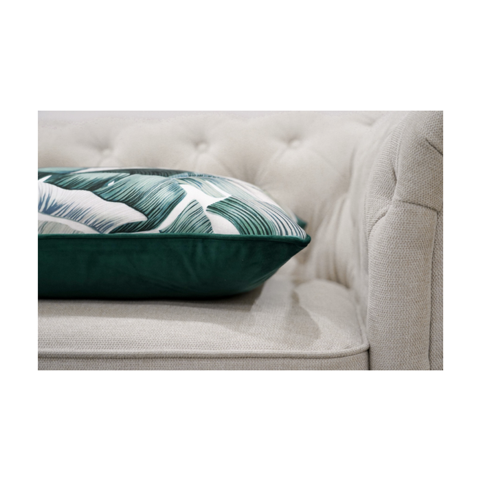 Banana Leaf Teal And White Cushion - Shopica Pty Ltd