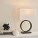 Olimpia Circle Lamp Black Base White Shade - Shopica Pty Ltd