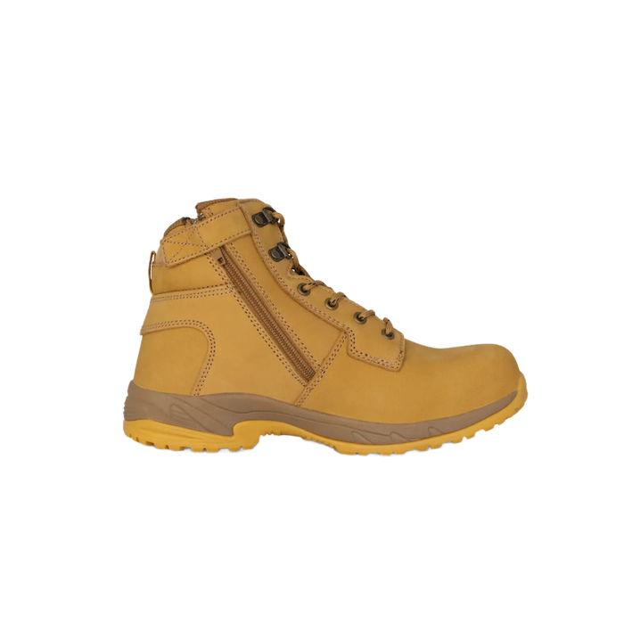 King Gee Women's Tradie Zip Composite Cap Safety Boots Wheat