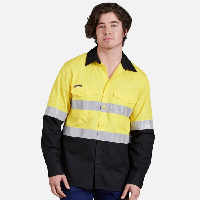 King Gee Workcool 2 Hi-Vis Reflective Spliced Shirt Long Sleeve - Shopica Pty Ltd