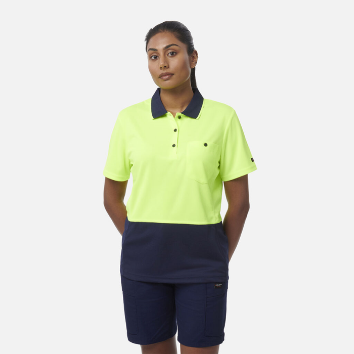 King Gee Women's Workcool Hyperfreeze Spliced Polo Short Sleeve